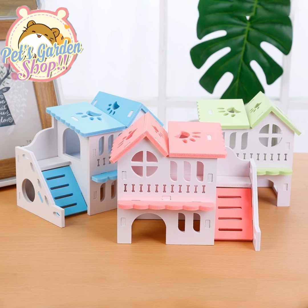 Nhà lầu mái Thái gỗ ép dạng lắp ráp cho hamster