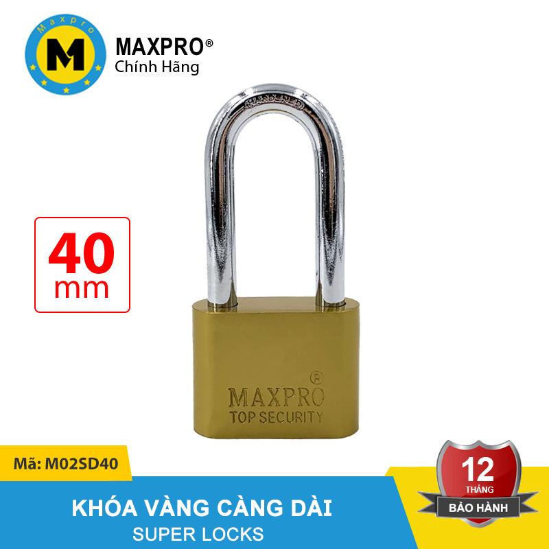 Ổ khóa cửa càng dài chìa sắt maxpro vàng đồng 40mm - m02sd40