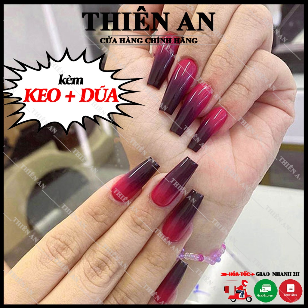 Bộ 24 móng tay phom dài thiết kế thời trang cá tính có thể sử dụng nhiều lần L2