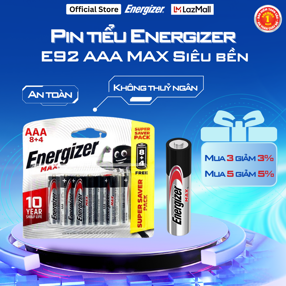 PIN AAA ENERGIZER MAX E92 Siêu Bền - Hàng chính hãng
