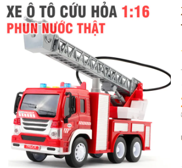 Đồ chơi xe cứu hỏa phun nước thật-xe chạy đà ,có âm thanh và đèn