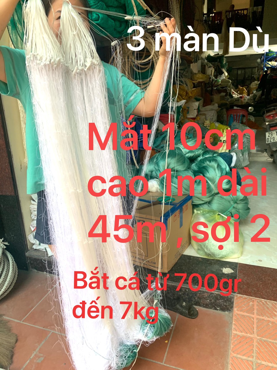 LƯỚI ĐÁNH BẮT CÁ 3 MÀN , LƯỚI DÙ , LƯỚI DÙ 3 MÀN , ( dài 45m & 90m )