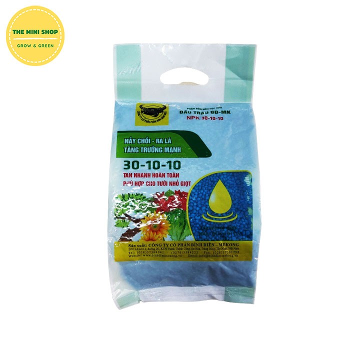 Phân bón Đầu Trâu 30-10-10 1kg cho rau màu hoa cây cảnh giúp nảy chồi ra lá tăng trưởng mạnh phục hồi cây