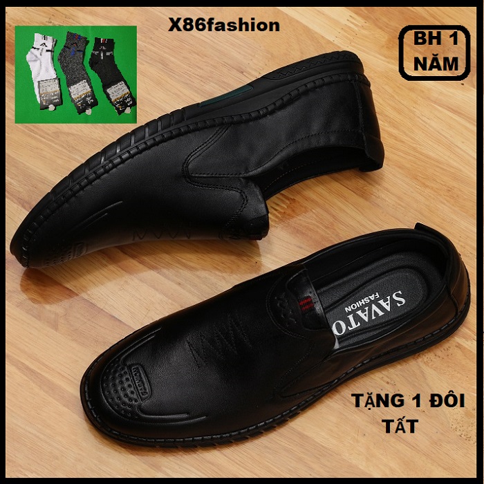 [HCM]Giày lười nam da bò cao cấp size 38 đến 43 tặng 1 đôi tất (X65)