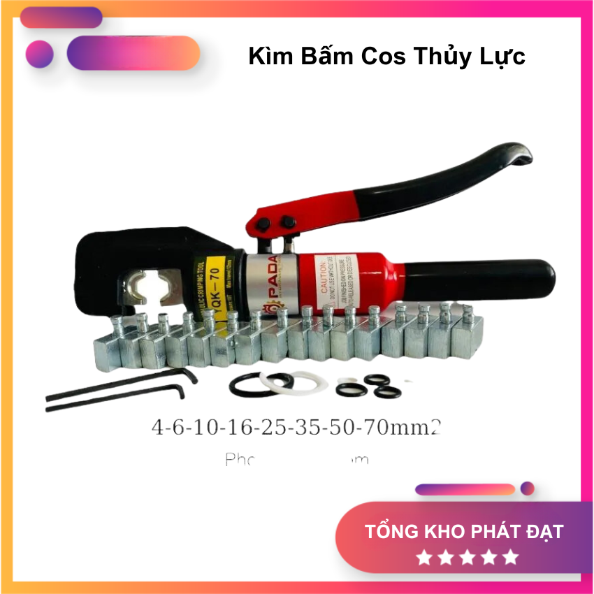 Kìm Bấm Cos Thủy Lực YQK-70 PADA, Ép Dây Cáp Điện Hàm Ép Từ 4 Đến 70mm2