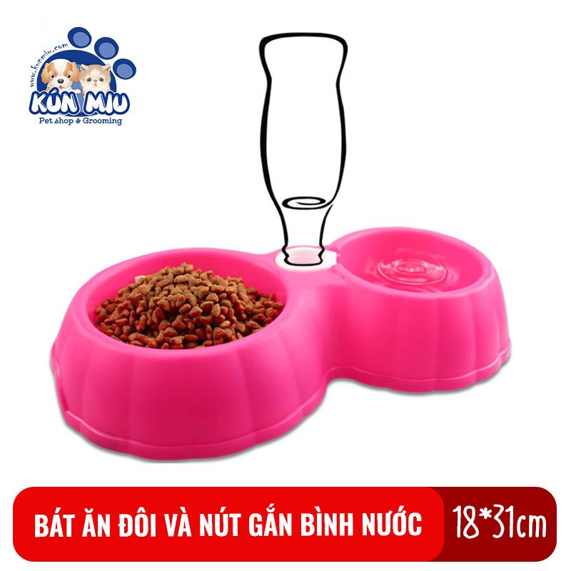 [Hoàn Tiền 10%] Bát ăn đôi và nút gắn bình nước Kún Miu cho chó mèo