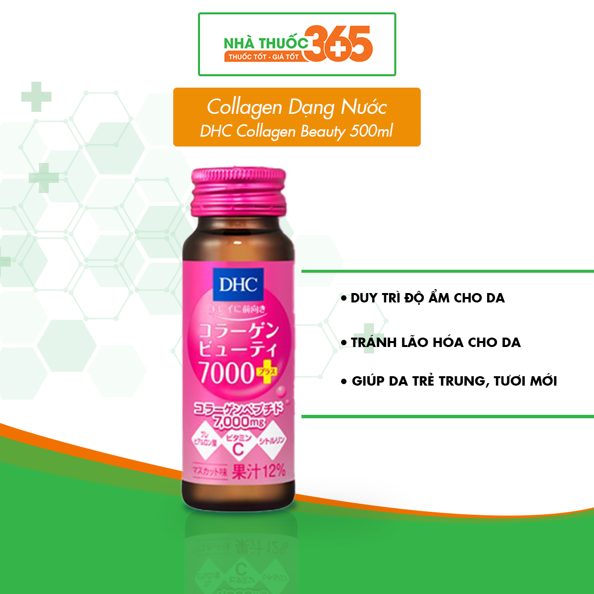 Collagen Dạng Nước DHC Collagen Beauty 7000 Plus Hộp 10 Lọ 50ml Giúp Làn Da Luôn Tươi Trẻ
