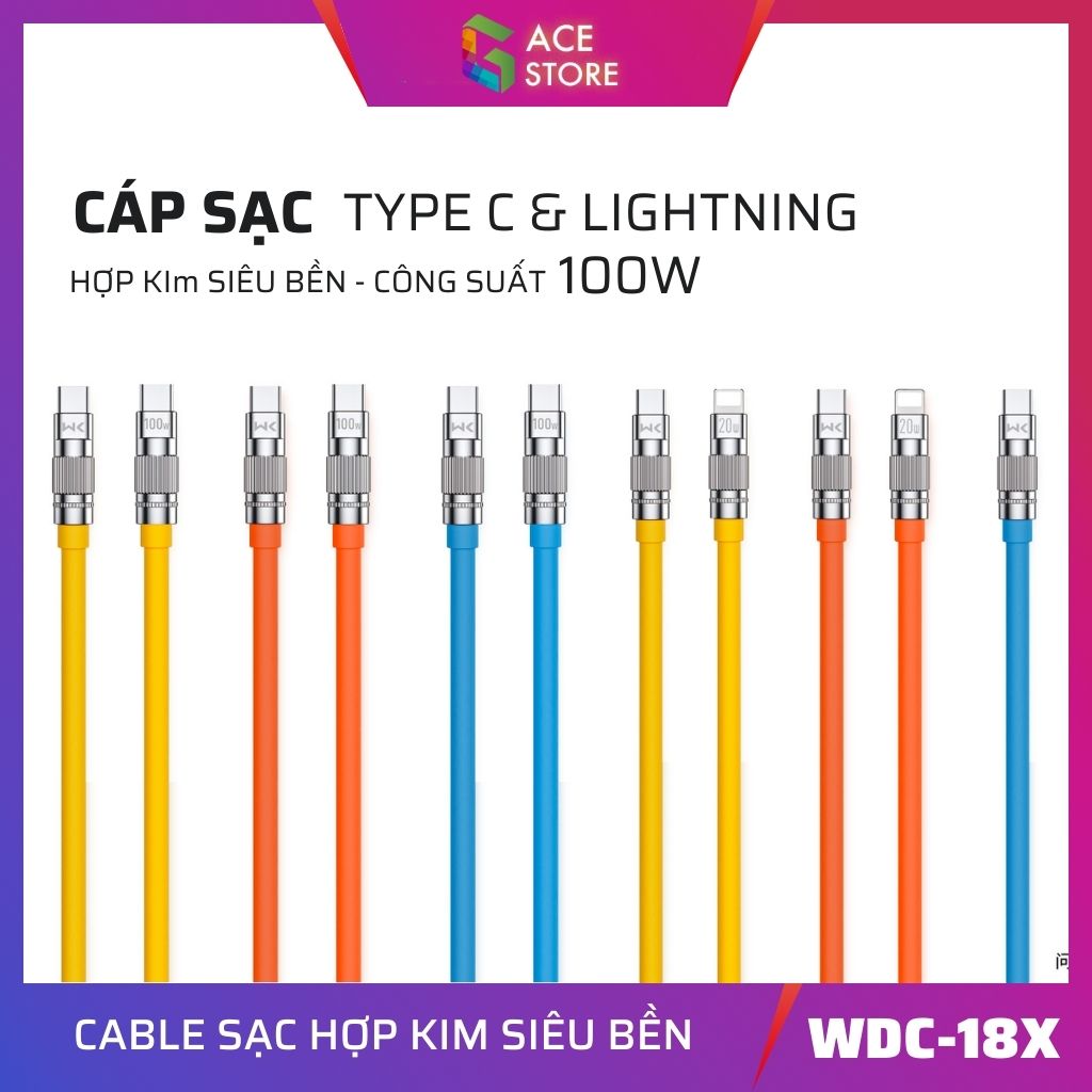 Cáp sạc type c - type c - lightning 100w/pd20w/6a hợp kim tốc độ siêu nhanh, bọc dù, rất bền