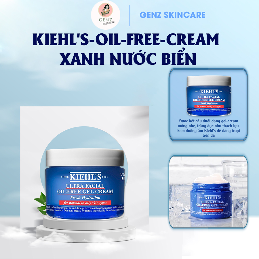 Kem dưỡng xanh kiehl's genz skincare cho da hỗn hợp da dầu đặc biệt an toàn cho bà bầu 50ml