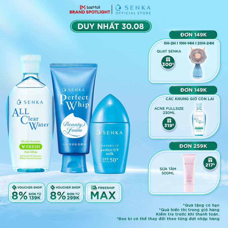 Combo Senka Làm Sạch Chống Nắng Senka