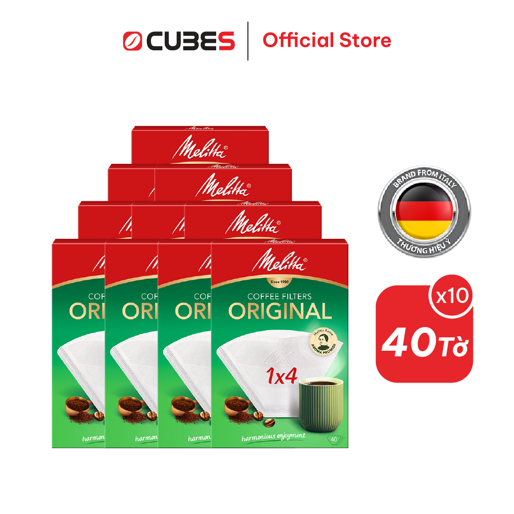 Combo Giấy Lọc Cà Phê Melitta 1x4 - 40 tờ/hộp - Giấy trắng - Nhập khẩu chính hãng từ Đức