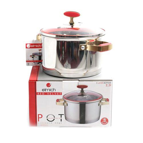 Nồi inox 304 cao cấp red velvet elmich 22cm 2355269 xuất xứ ch séc chính hãng, bảo hành 5 năm