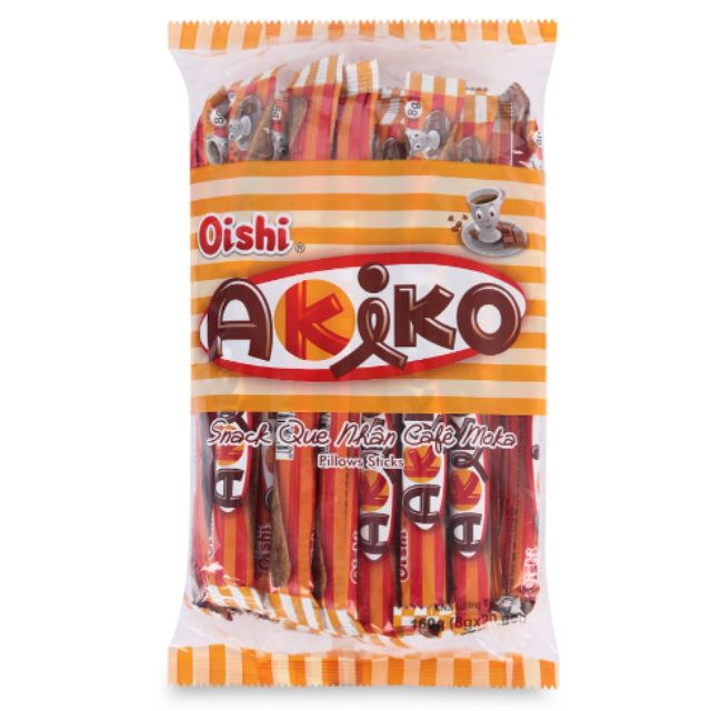 Snack bim Akiko que dài vị sữa, cà fe, phômai