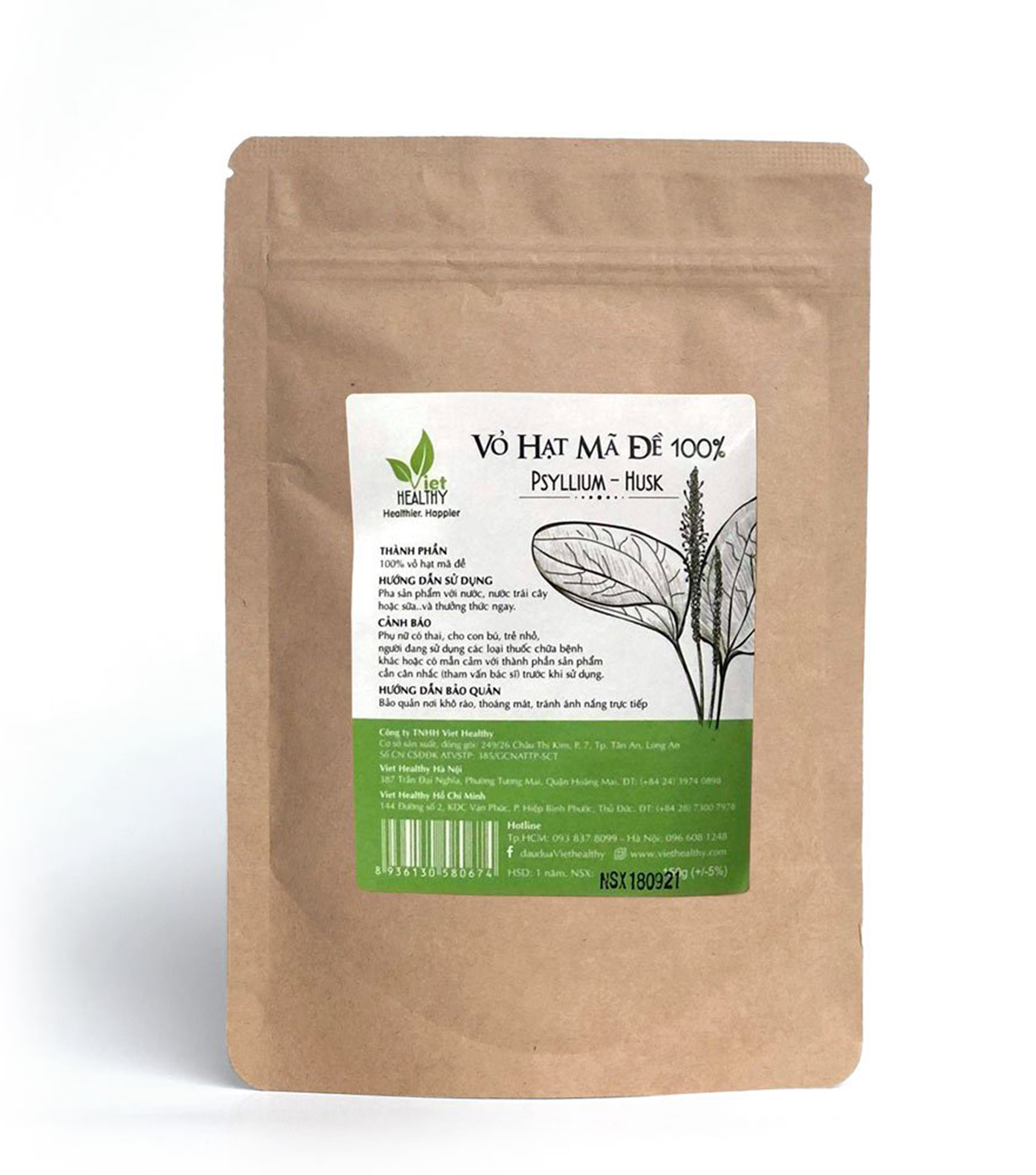 Vỏ hạt mã đề Viet Healthy 150g