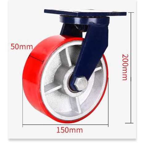 [HCM]Bánh xe đẩy hàng PU -Lõi gang - Tải trọng lớn  - 600kg - 125mm