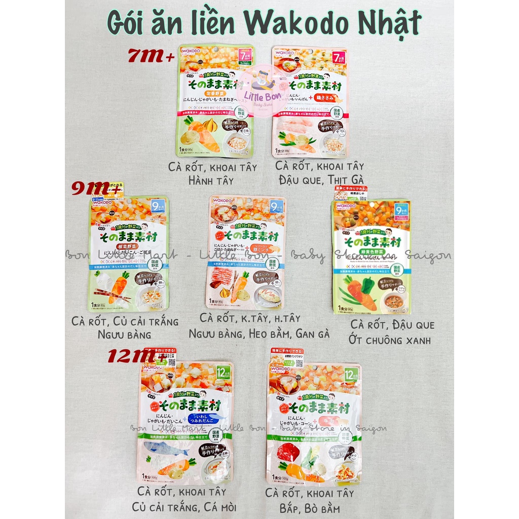 Gói thức ăn liền Wakodo Nhật 7 9 12M+ 80gr bay air_Date 04 2023