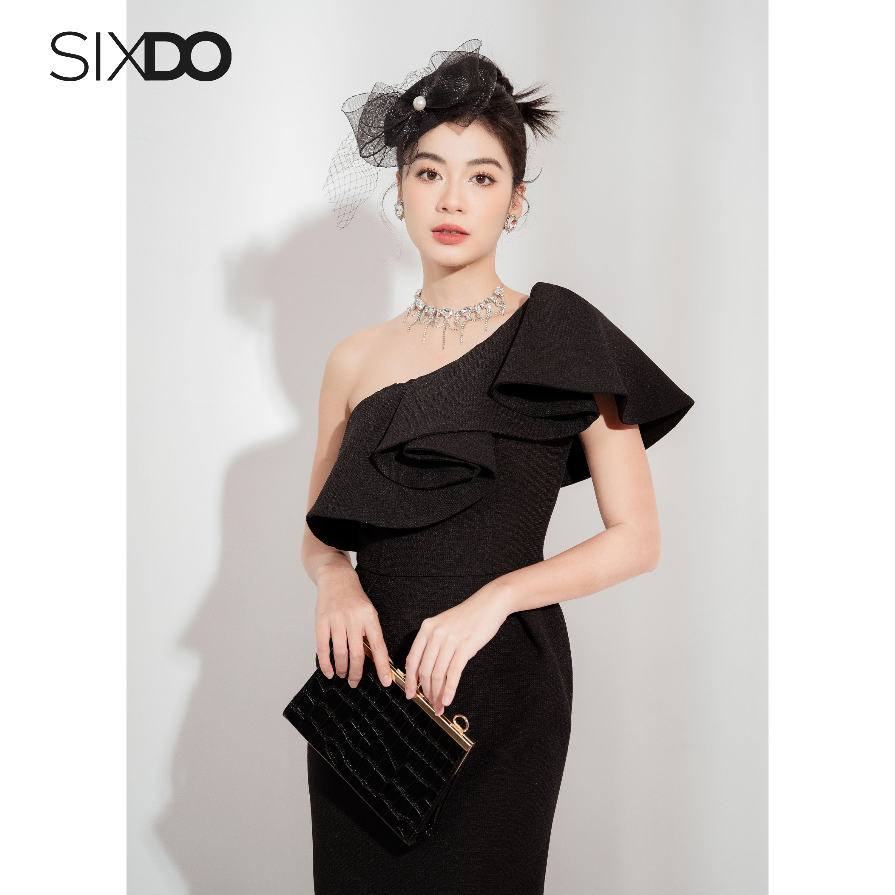 Đầm lệch vai một bên thời trang SIXDO