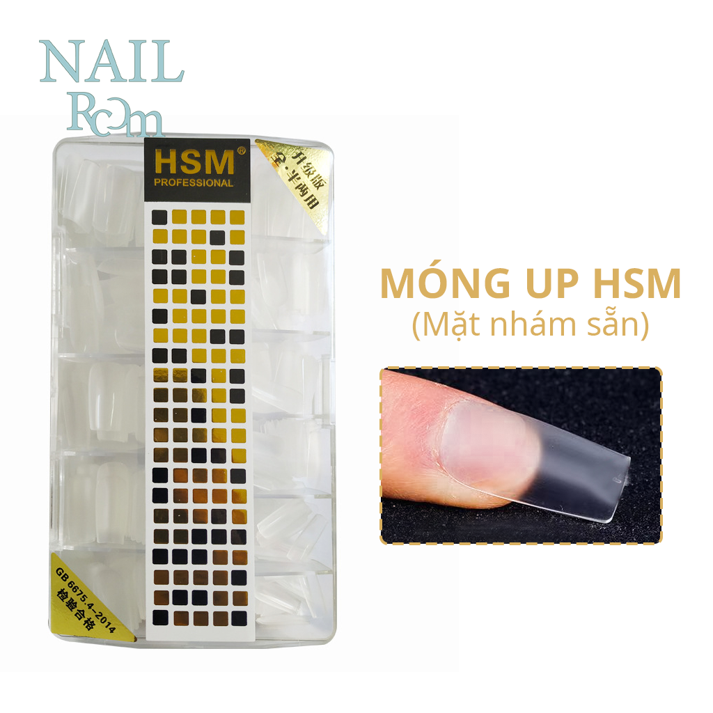 Móng úp HSM mặt nhám - Hộp 500 móng đủ size, đủ phom thang, vuông, nhọn, tròn nhọn
