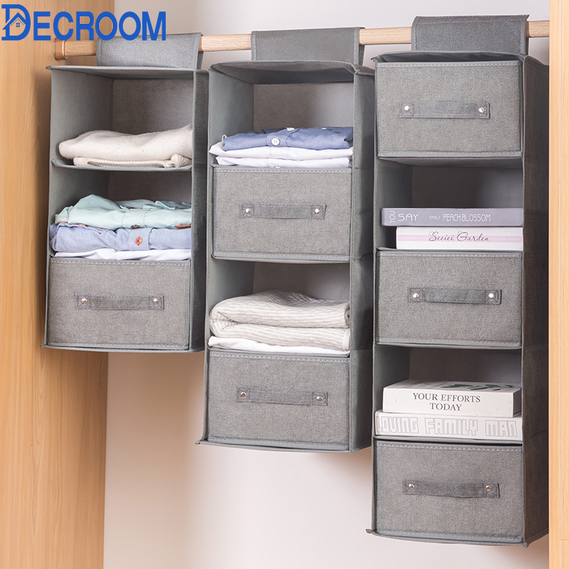 Decroom túi vải treo tường treo tủ quần áo giá đựng đồ lớp chống bụi đựng đồ kiểu treo đa có thể gập lại đồ lót, túi đựng đồ túi treo túi quần áo organizer treo gọn gàng giá treo áo ngực túi đựng quần áo tất vải nghệ