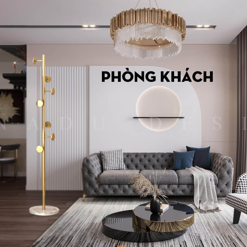 Cây treo quần áo đứng, Derco trang trí giá treo đồ kiểu dáng sang trọng chân đế bằng đá tự nhiên Bảo Hành 12 Tháng