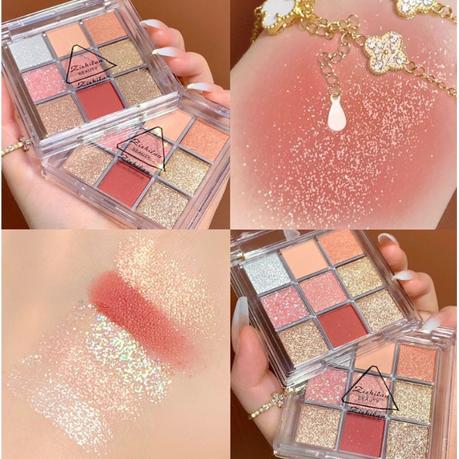 Phấn mắt acrylic 9 màu nhũ kim tuyến