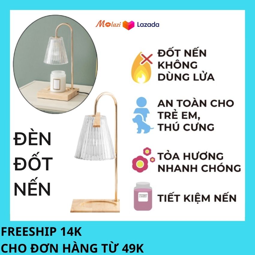 Đèn đốt nến thơm trang trí nhà cửa molazi. Đèn đốt nến kết hợp nến thơm, sáp thơm phòng, nến thơm phòng ngủ, candle, có thể thay thế đèn ngủ, đèn bàn, đèn xông tinh dầu molazi.