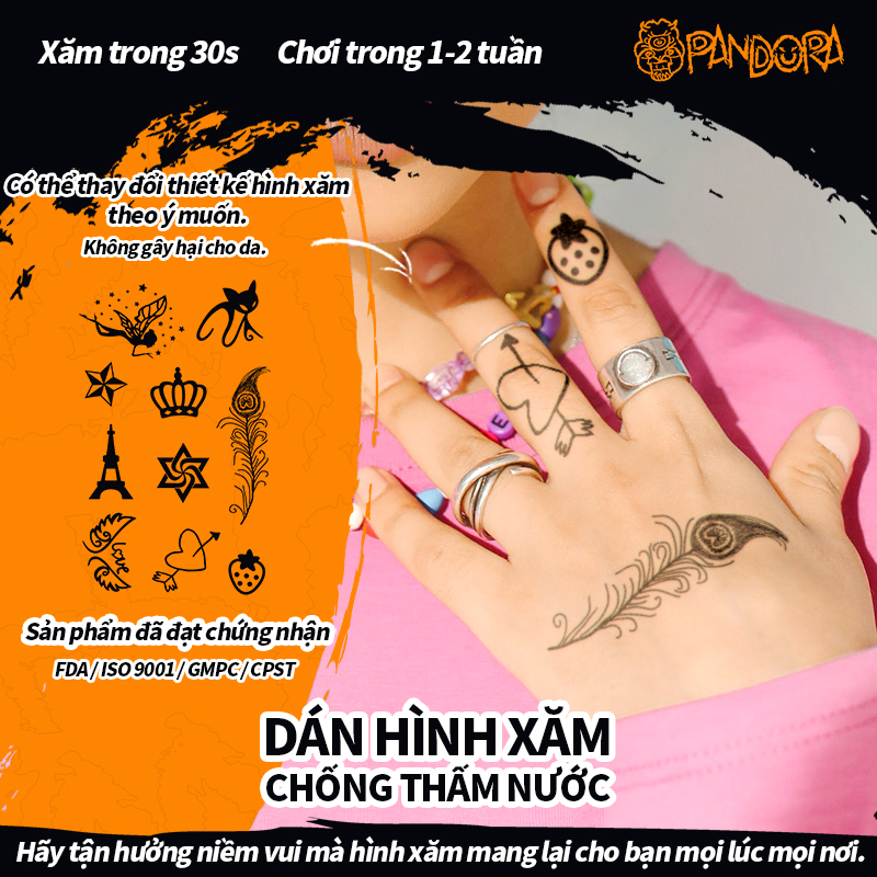 Kết hợp các Hình Xăm Dán Tạm nhỏ cute Thời 15 Ngày Không Thấm Nước Thích hợp cho cả nam và nữ XLAA-10 【Pandora Magic TATTOO】