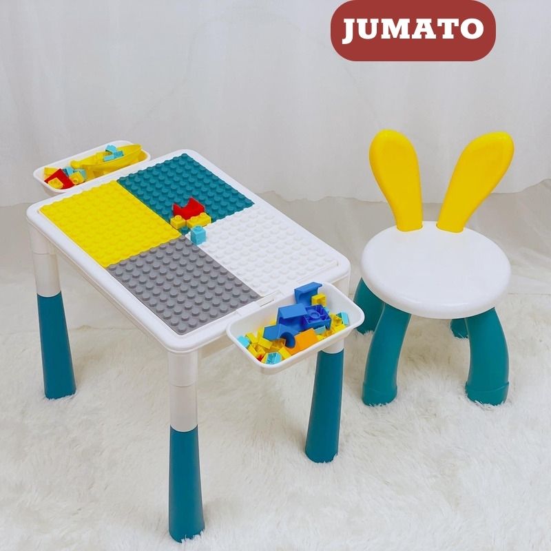 Bộ bàn ghế đa năng bàn lego lắp ghép kích thích trí não 81 chi tiết babyto