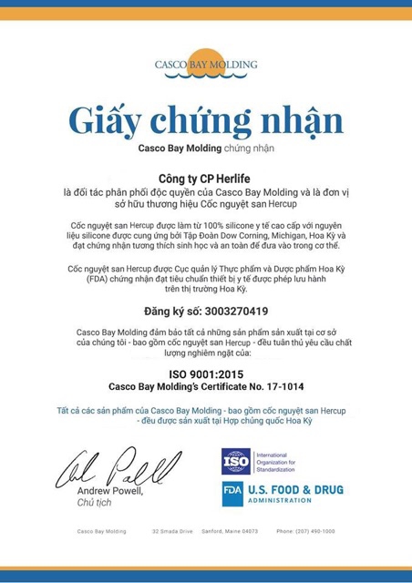 CỐC NGUYỆT SAN HERCUP (SIZE1) HÀNG CHÍNH HÃNG USA 5 NĂM FULL PHỤ KIỆN (1CốcNguyệtSan 1CốcTiệtTrùng 1DungDịchVệSinhHerClean100ml)