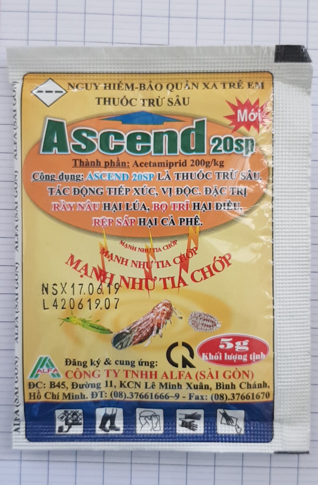 Combo 5 gói - Ascend - Thuốc diệt rầy nâu, bọ trĩ, rệp sáp - Gói 5g