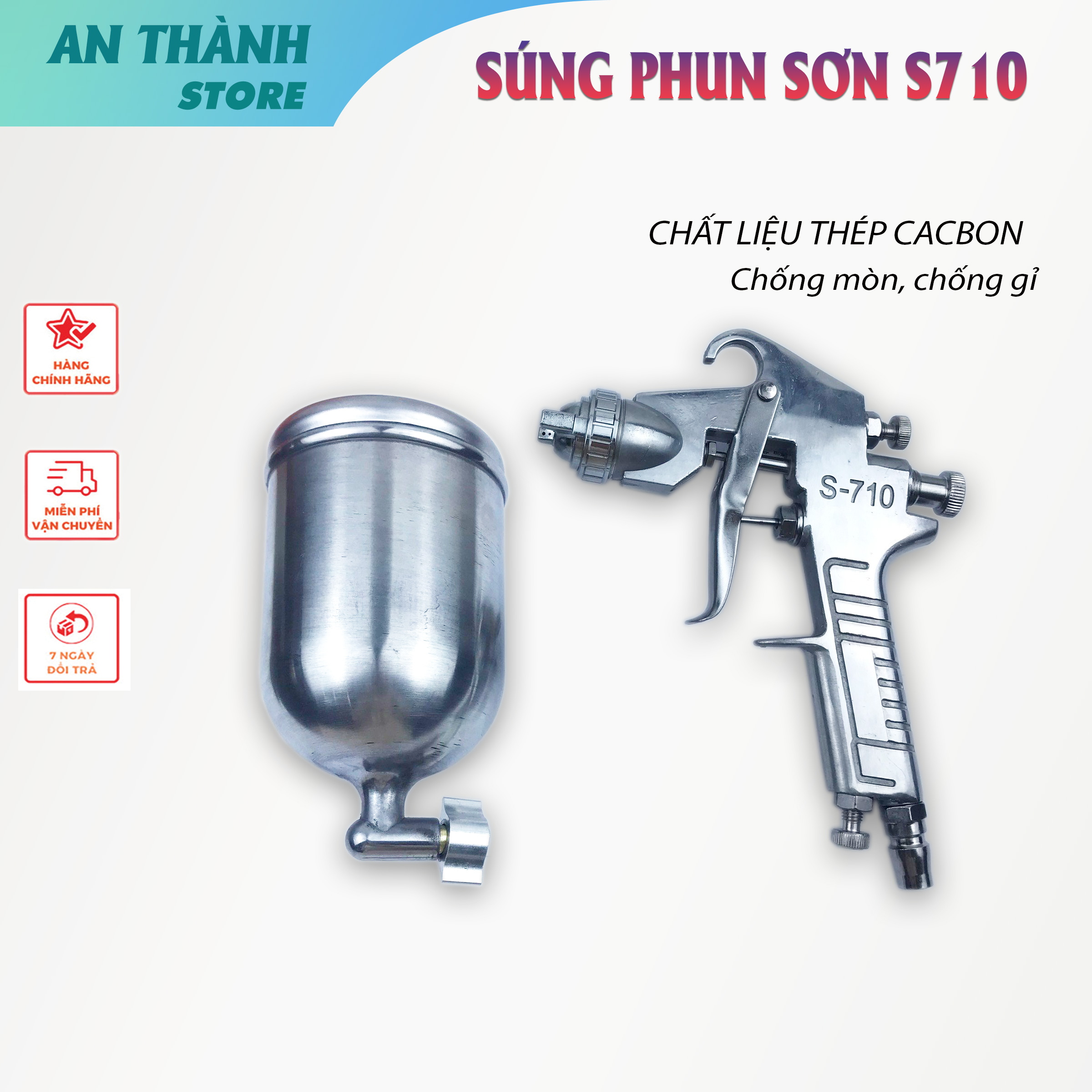 Súng phun sơn s 710g vn chất liệu inox cao cấp dung tích 400cc
