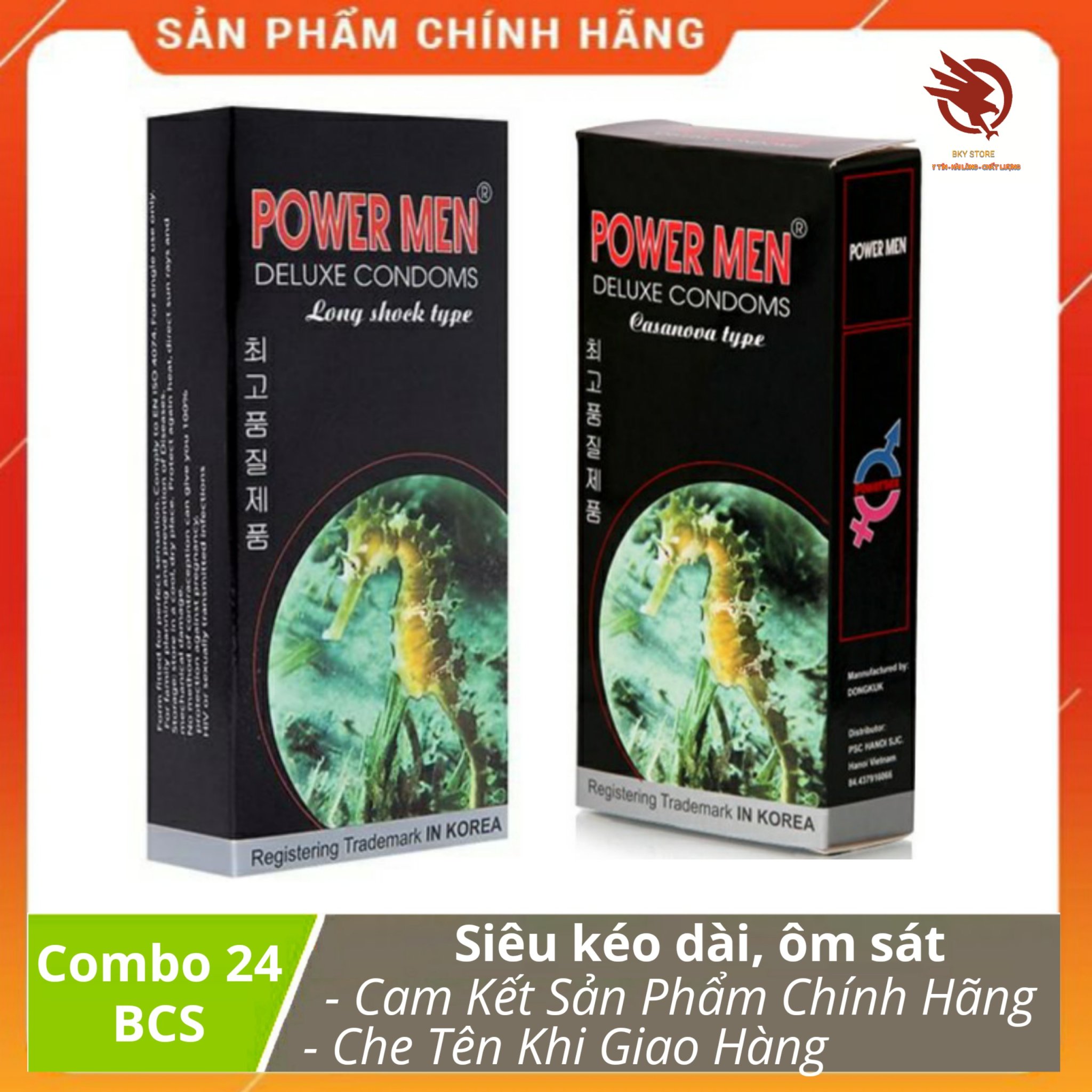 [HCM][ COMBO SIÊU RẺ ] - combo 2 hộp bao cao su POWERMEN cá ngựa Longshock Chính hãng  24 cái