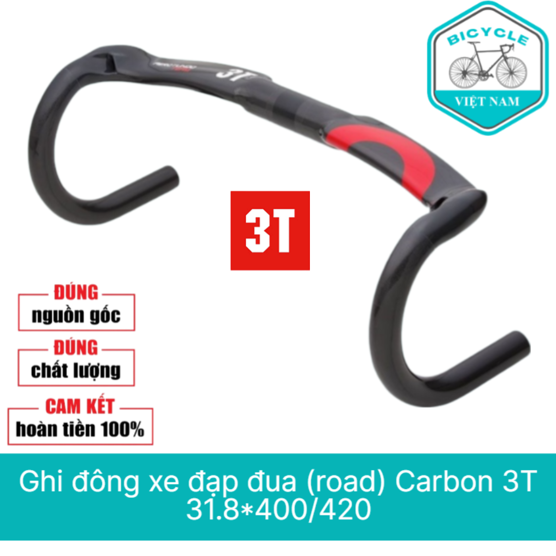 Ghi đông xe đạp đua carbon 3t 31.8*400/420/440mm