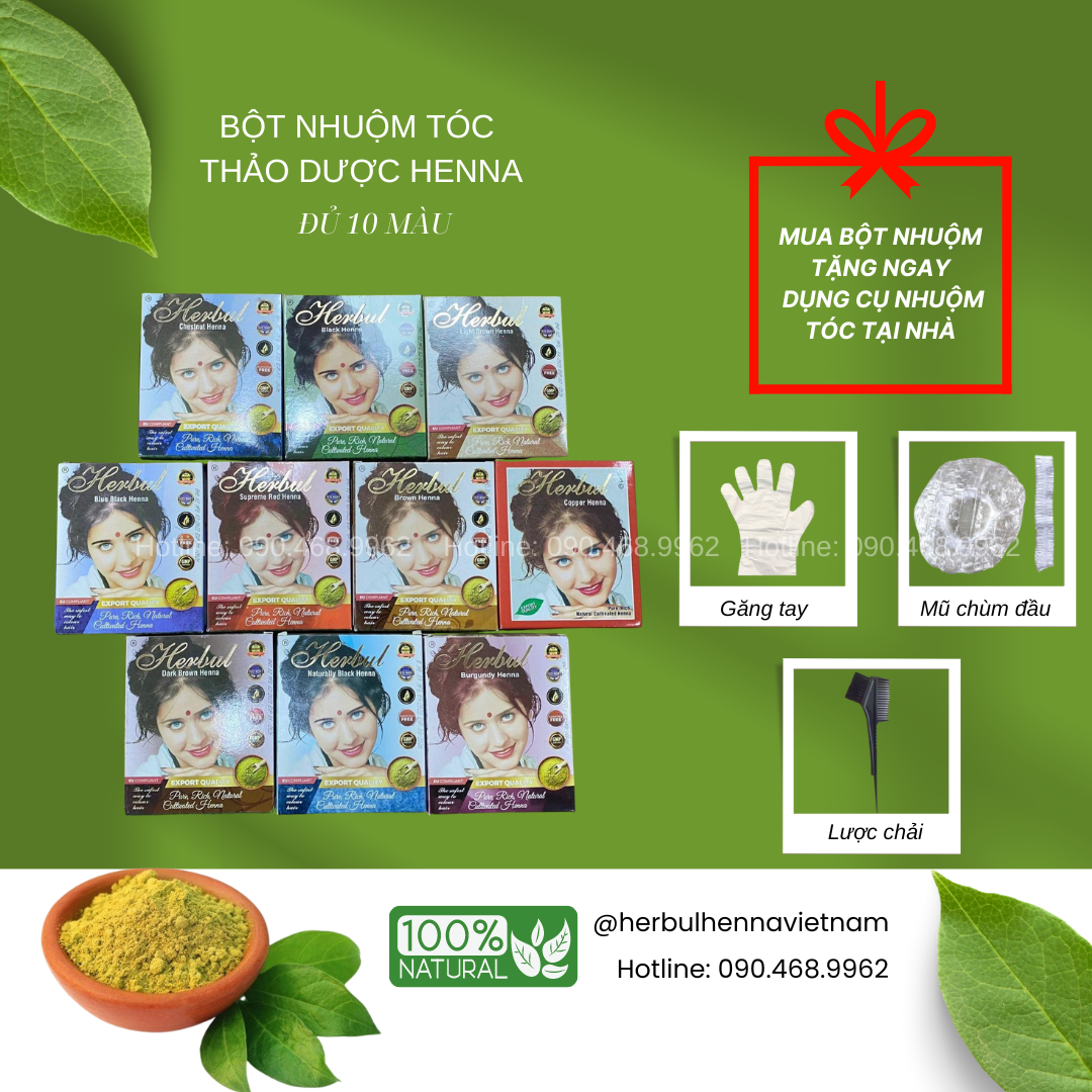 Bột nhuộm tóc thảo dược Ấn Độ Herbul Henna