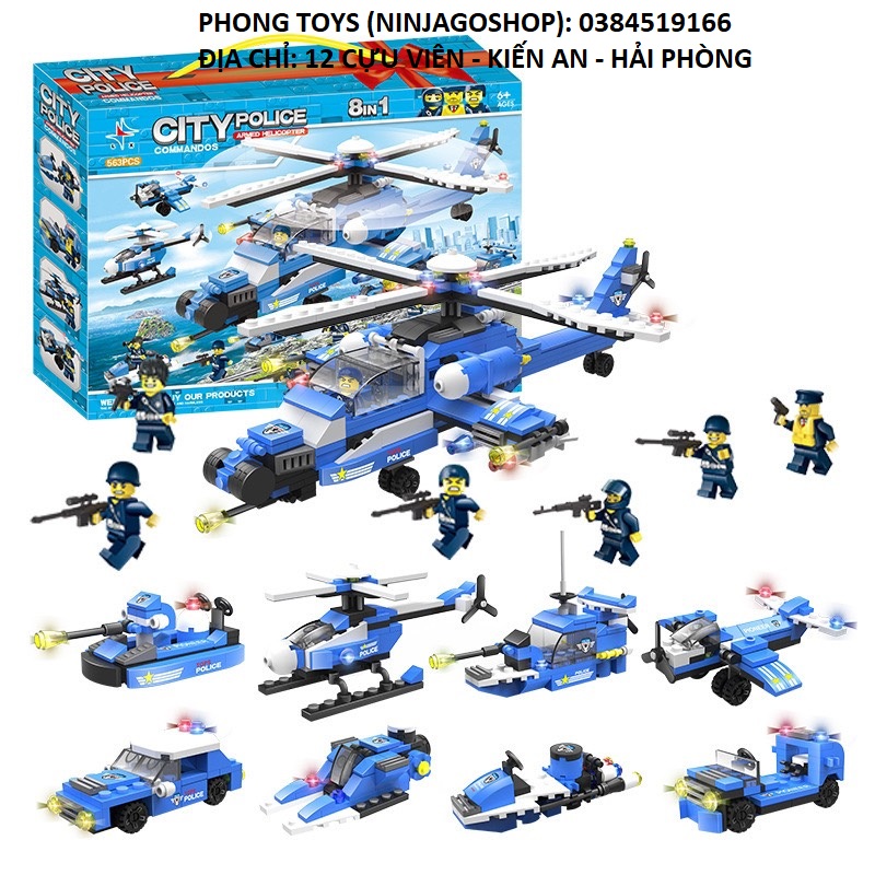 Lắp ráp xếp xình non Lego City cảnh sát : Máy bay chiến đấu biến hình 8 in 1 (563 mảnh)