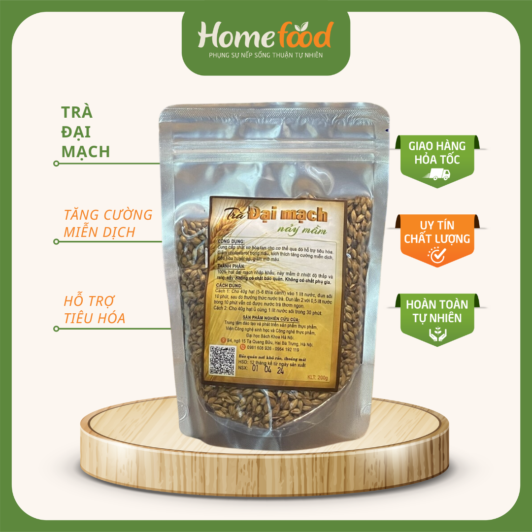 Trà đại mạch nảy mầm homefood túi 200gr/ trà đại mạch