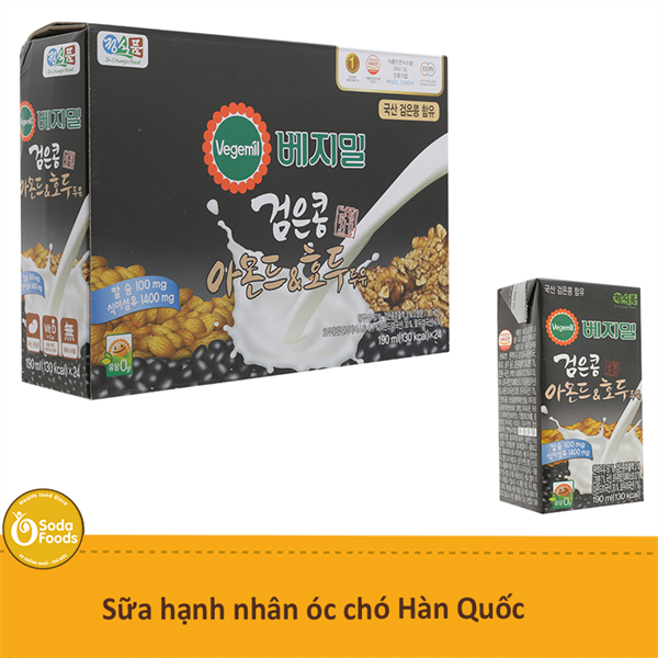 SỮA ÓC CHÓ HẠNH NHÂN ĐẬU ĐEN HÀN QUỐC VEGEMIL 16 hộp x 190ml - SỮA BÀ BẦU - TRẺ EM - Sữa bà bầu - Sữa trẻ em - Sữa ít đường - Sữa Nhập khẩu - Sữa hạt