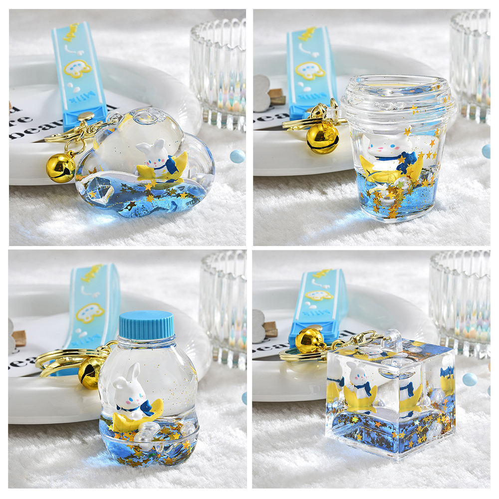 Móc khóa Acrylic thỏ mặt trăng bầu trời đầy sao siêu dễ thương - móc treo balo túi xách thời trang