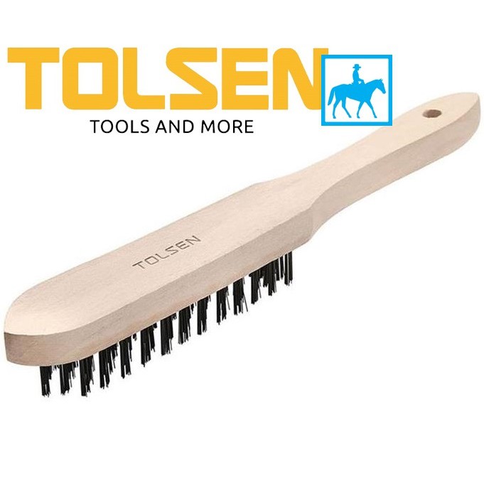 Bàn chải sắt thép cán gỗ 3 hàng tolsen 32061
