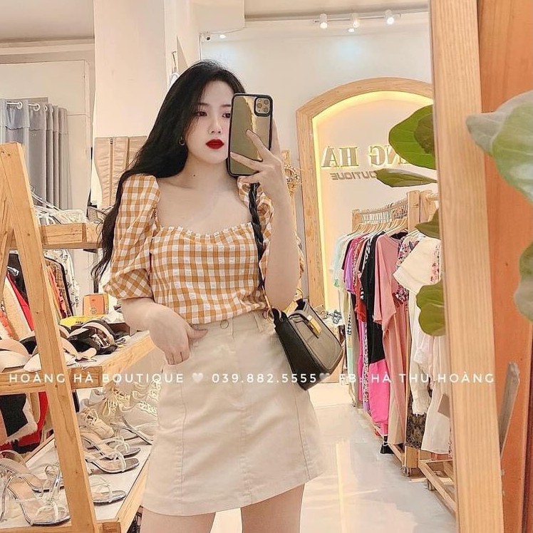 Set áo croptop kẻ chân váy ngắn FREESHIPÁo kẻ mix chân váy dáng ngắn siêu xinh AD141