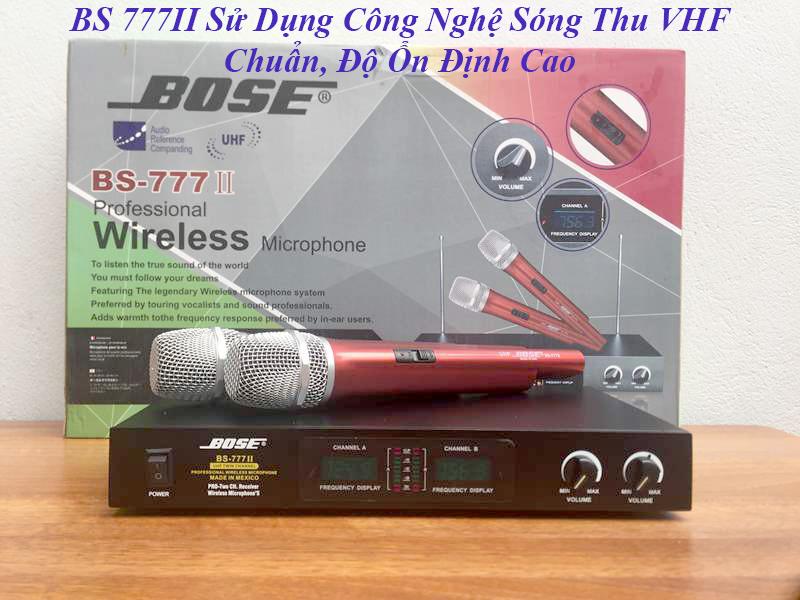 Micro không dây bs 777ii- micro hát karaoke gia đình- micro chất lượng tốt, chống hú hiệu quả