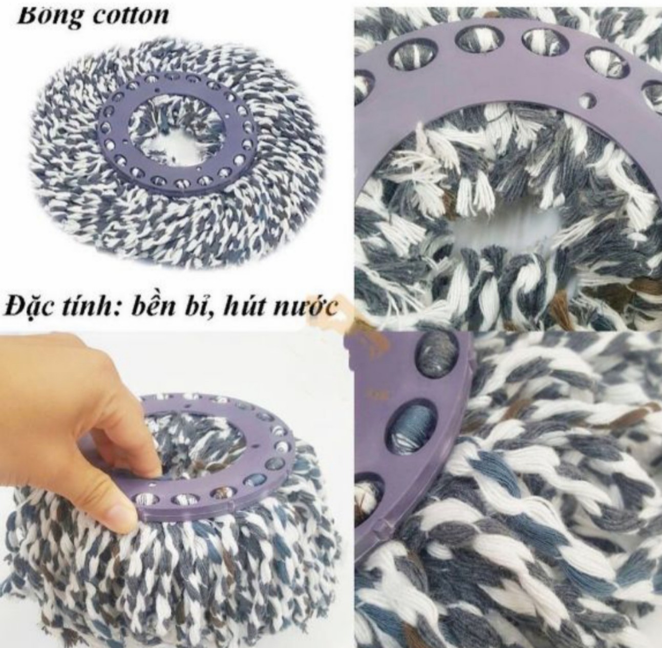 Bông lau nhà cotton combo 2;4;6;8 hoặc 10 bông