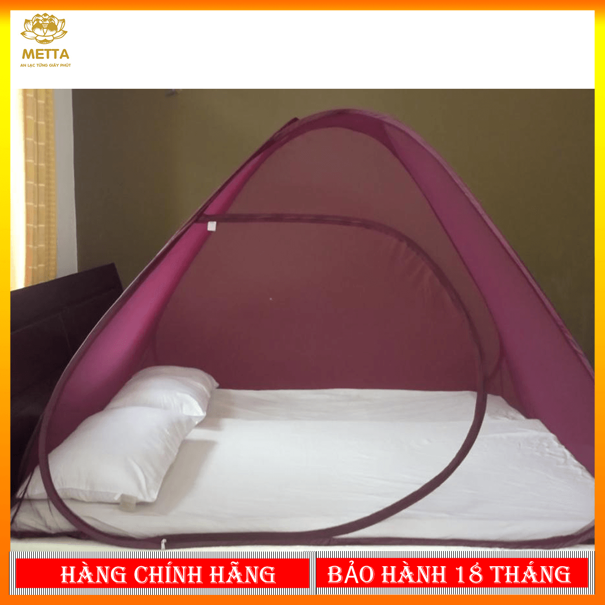 Màn Ngủ Tự Bung METTA - Size 1M6- BH 18 tháng - Hàng Chính Hãng - Việt Nam Xuất Khẩu