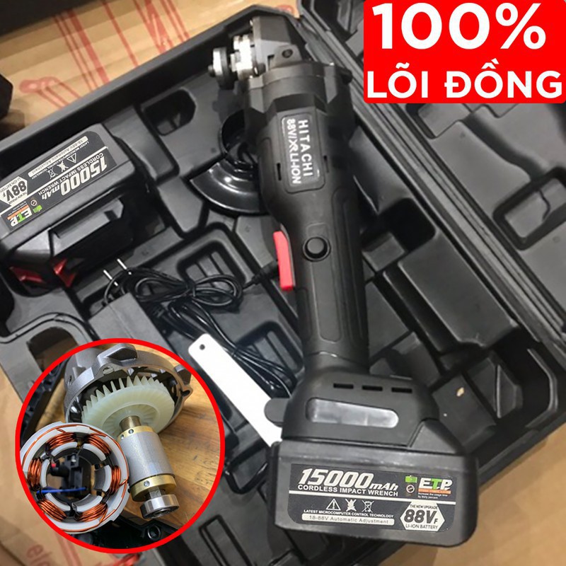 Máy mài cắt hitachi không chổi than - pin 10 cell tặng 5 lưỡi cắt