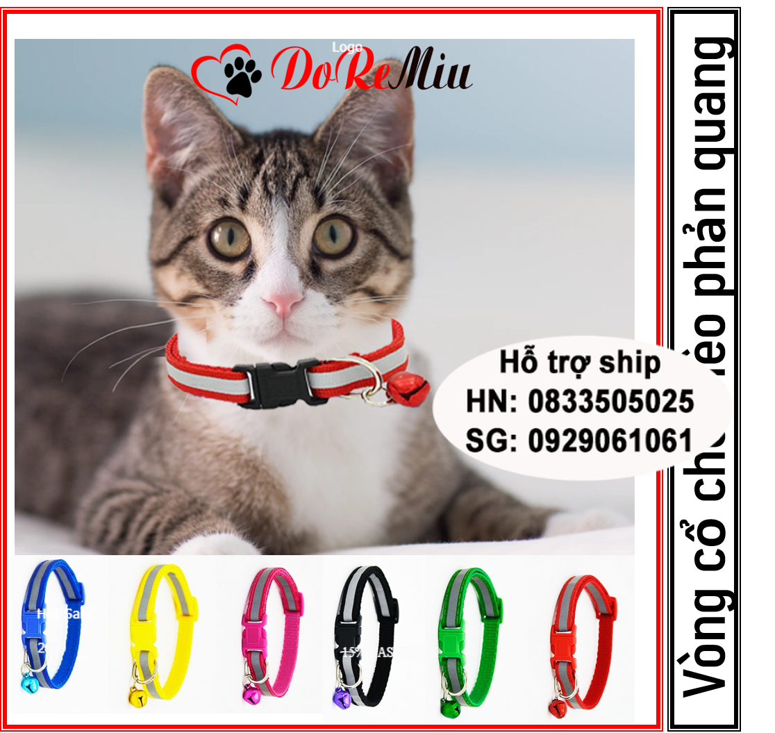 Doremiu- Vòng cổ chó mèo dưới 6kg kiểu vòng cổ phản quang trong đêm tối (có chuông)