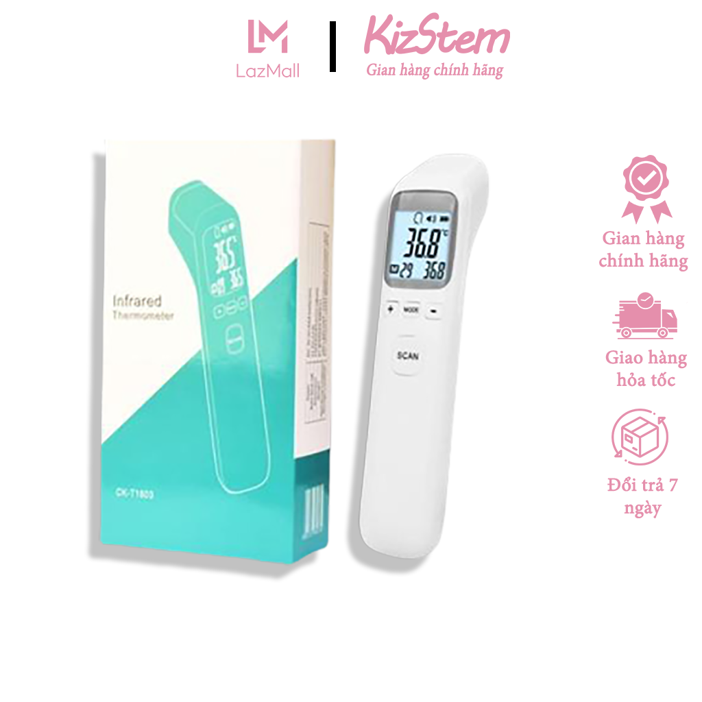 Nhiệt kế điện tử hồng ngoại cảm ứng đo nhiệt độ phòng, nhiệt độ bình sữa, nhiệt độ nước tắm cho bé - KizStem