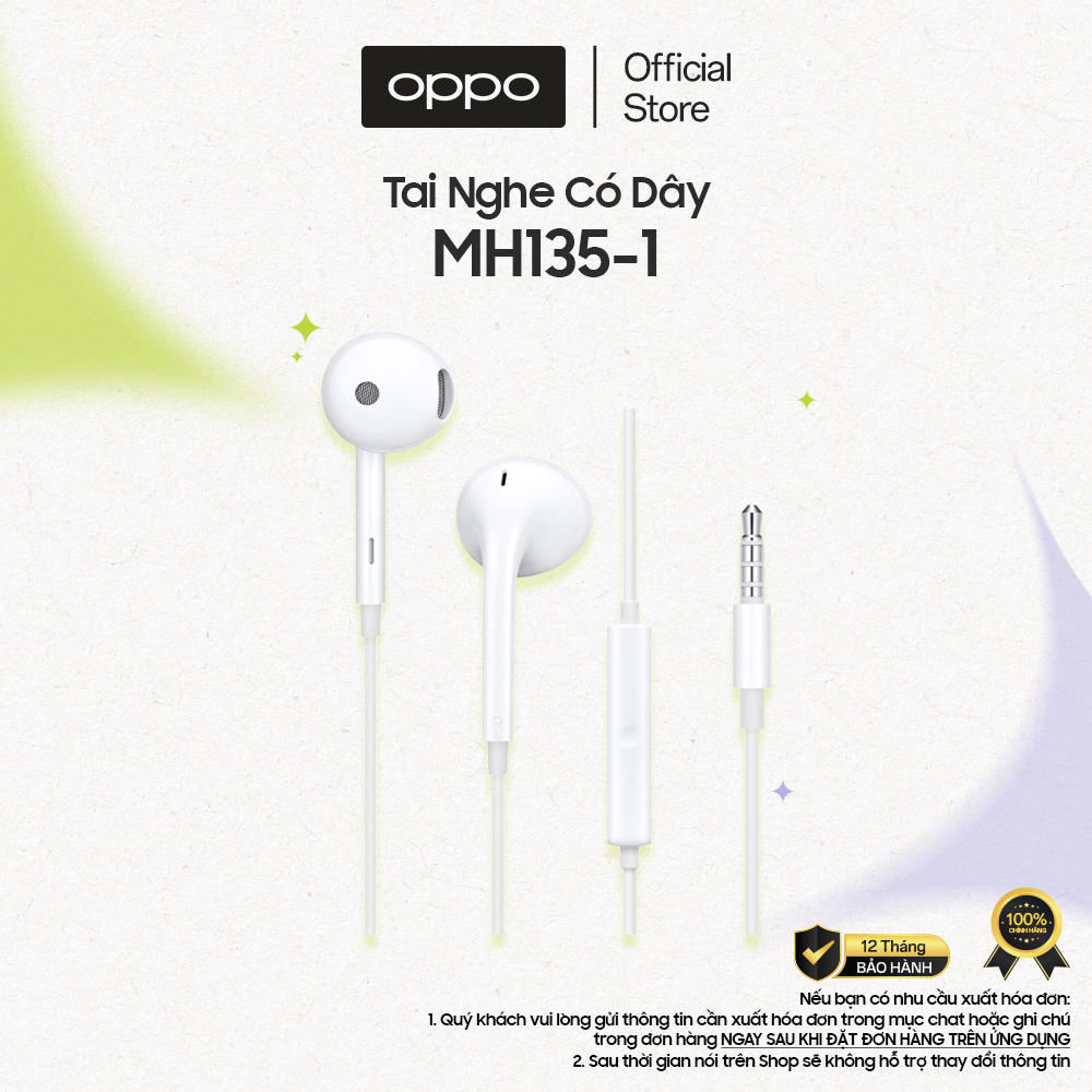 Tai Nghe Điện Thoại OPPO MH135 Có Mic Thoại Cổng 3.5mm - Hàng Chính Hãng