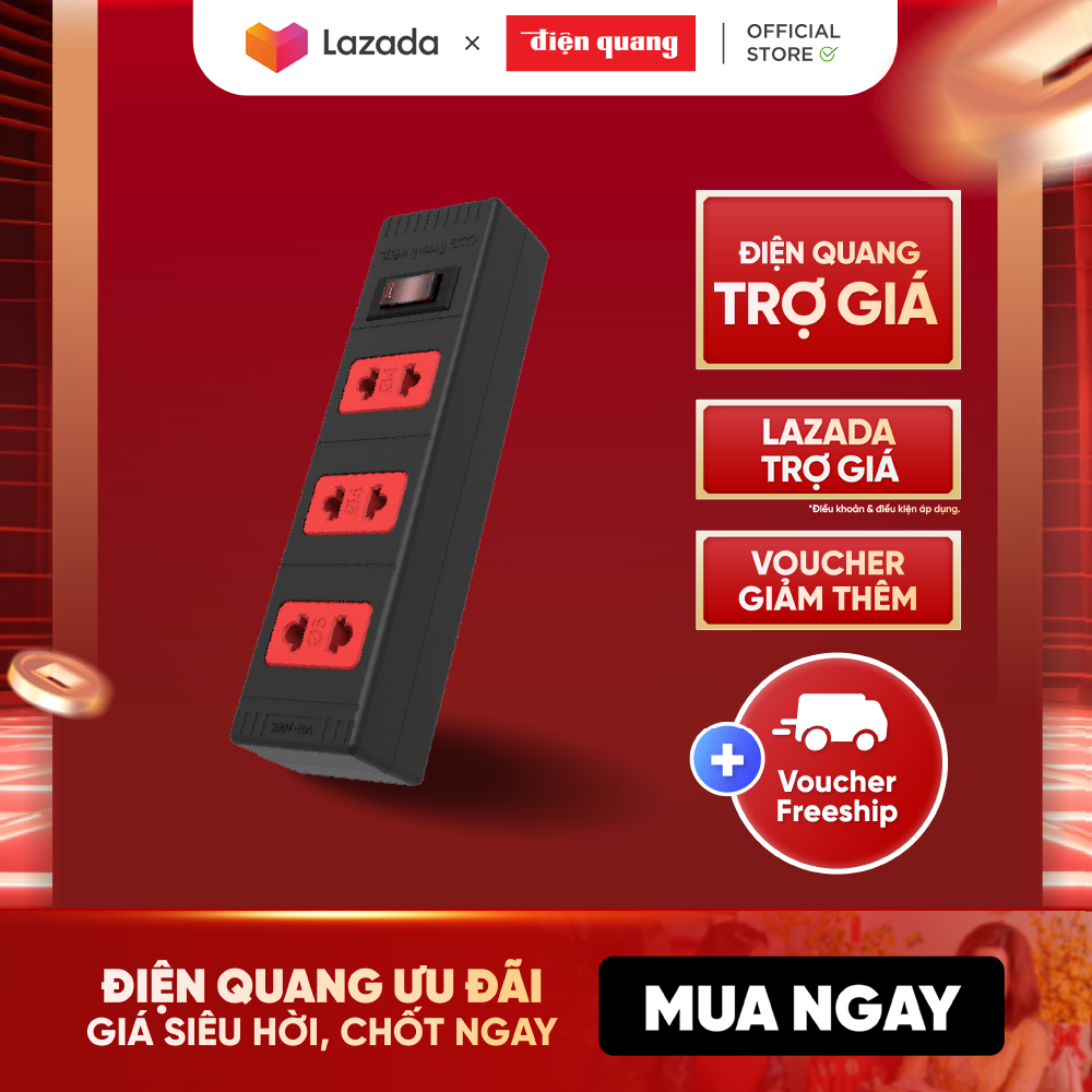 Ổ cắm điện đa năng điện quang eco đq esk 32eco công suất 2000w, tự ngắt khi quá tải, bh 12 tháng
