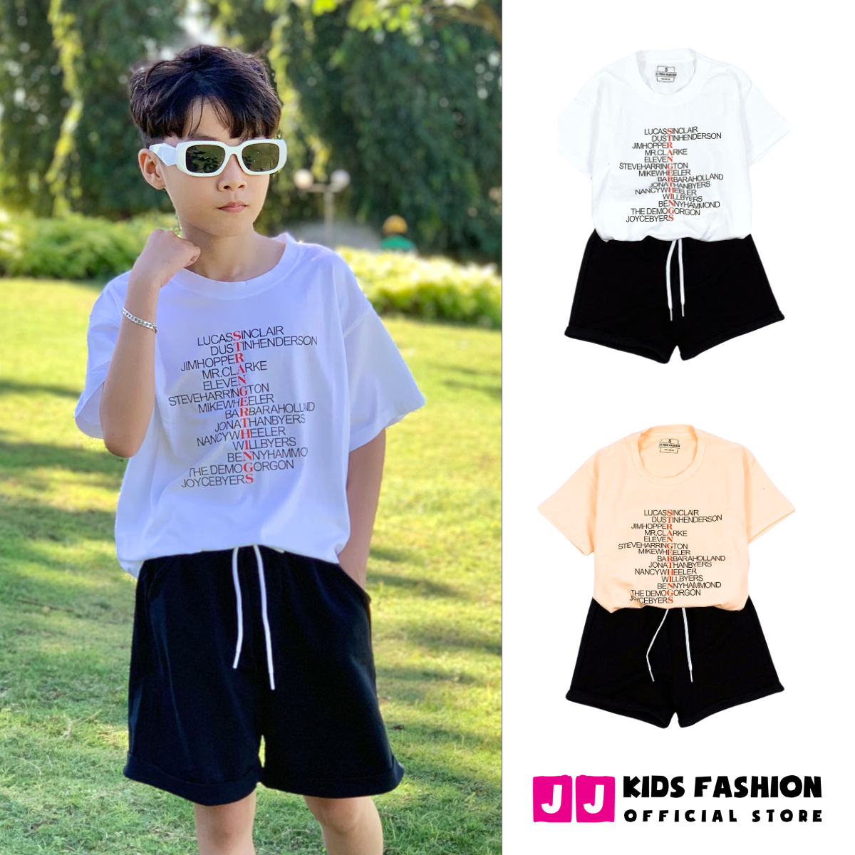 Set đồ bé trai mùa hè, bộ quần áo bé trai cotton co giãn, in hình dễ thương size đại | FREESHIP MAX - JJ Kids Fashion