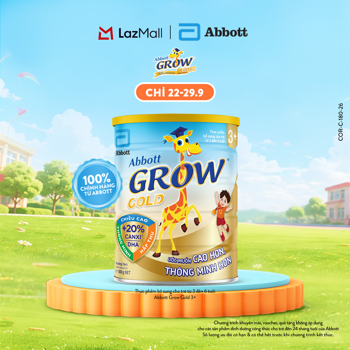 Lon Sữa bột Abbott Grow Gold 3+ 800G